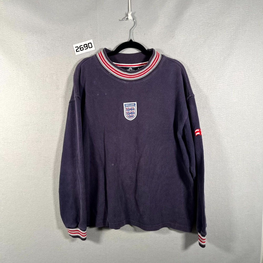 Vintage 90s Admiral England Sweater Mens Large Blue Sports Long Sleeve Crewneck